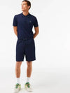 Men's Sports Tennis Solid Diamond Weave Taffeta Shorts Navy - LACOSTE - BALAAN 3