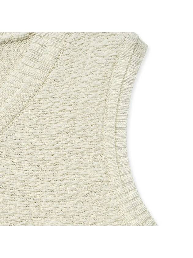 Textured Layered V-Neck Vest Ivory - NOIRER - BALAAN 6