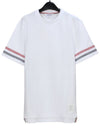 Textured Cotton Stripe Short Sleeve T-Shirt White - THOM BROWNE - BALAAN 2