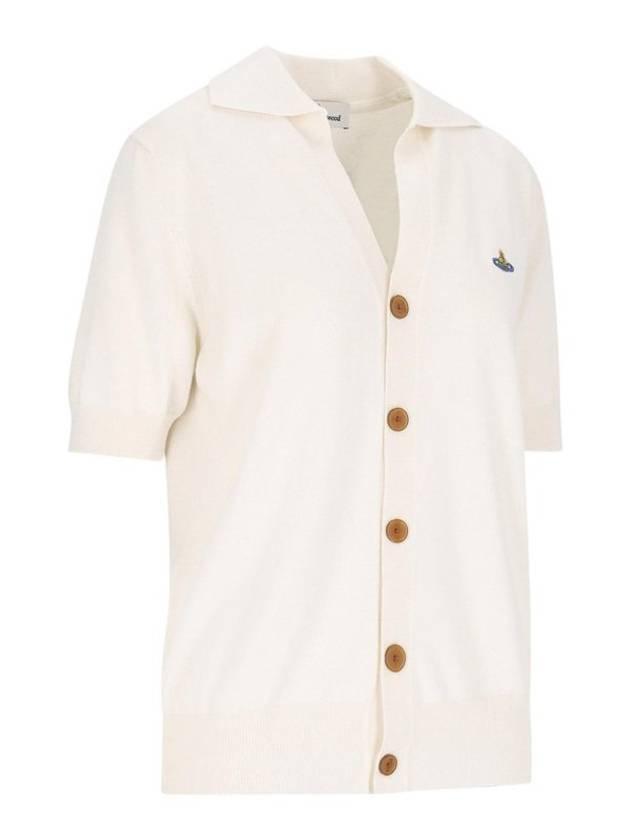 ORB Logo Polo Cardigan White - VIVIENNE WESTWOOD - BALAAN 3