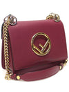 Fendi 8BT286 Black Cherry Calfskin Khan Eye F Small Gold Chain Shoulder Bag - FENDI - BALAAN 3