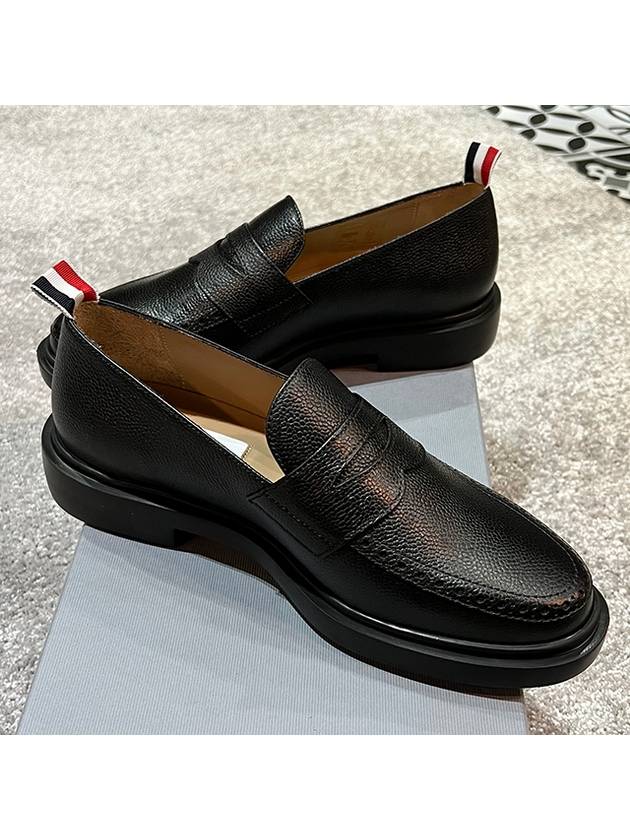 Pebble Grain Rubber Sole Penny Loafer Black - THOM BROWNE - BALAAN 4