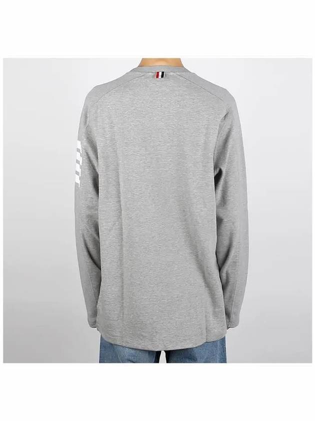 4-Bar Striped Cotton Long Sleeve T-Shirt Light Grey - THOM BROWNE - BALAAN 5