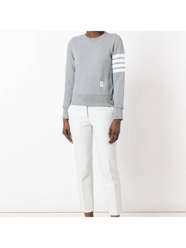 Engineered 4 Bar Stripe Loopback Jersey Knit Crewneck Sweatshirt Light Grey - THOM BROWNE - BALAAN 3