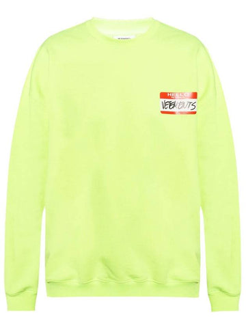 Hello Logo Print Sweatshirt Neon - VETEMENTS - BALAAN 1