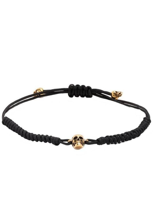 Gold Skull Bracelet Black - ALEXANDER MCQUEEN - BALAAN 1