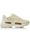 Rhyton Leather Sneakers Logo Ivory - GUCCI - BALAAN 3