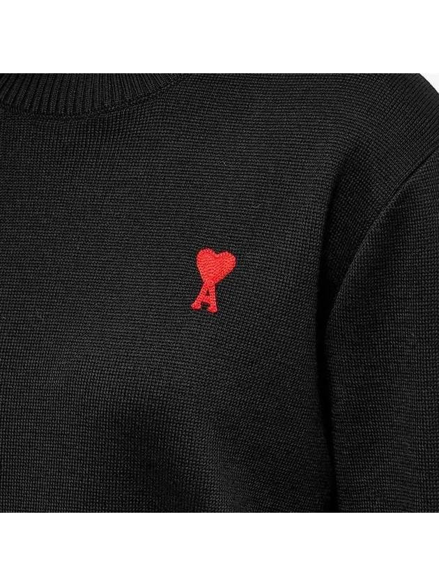 Heart Logo Wool Knit Top Black - AMI - BALAAN 6