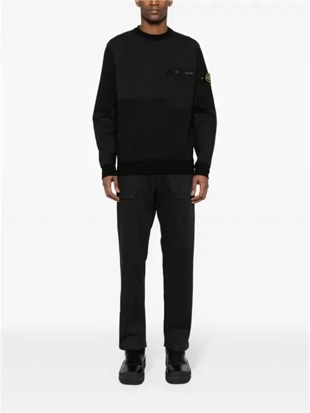 Compass Panel Zipper Pocket Cotton Sweatshirt Black - STONE ISLAND - BALAAN 4