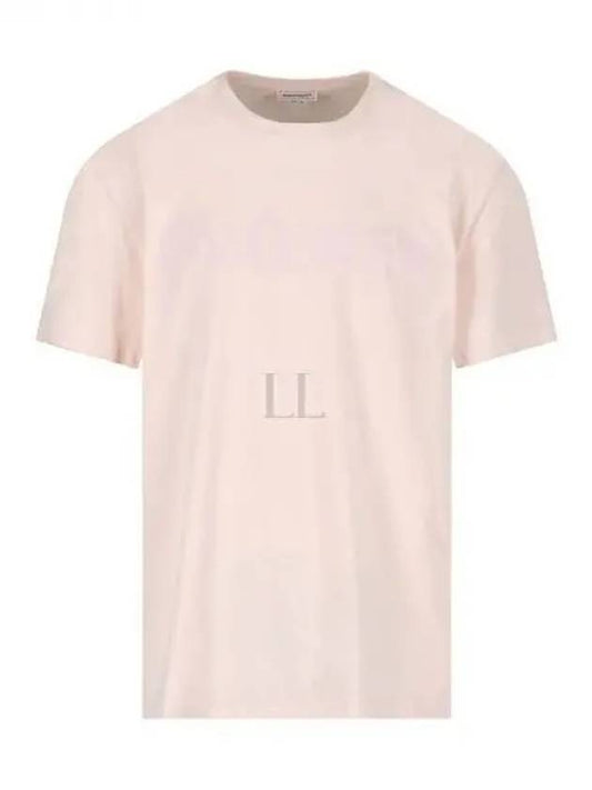 Men's Graffiti Logo Short Sleeve T-Shirt Pink - ALEXANDER MCQUEEN - BALAAN 2