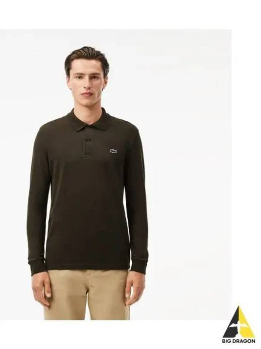 Men s Basic Long Sleeve Unisex Polo Dark Khaki - LACOSTE - BALAAN 1