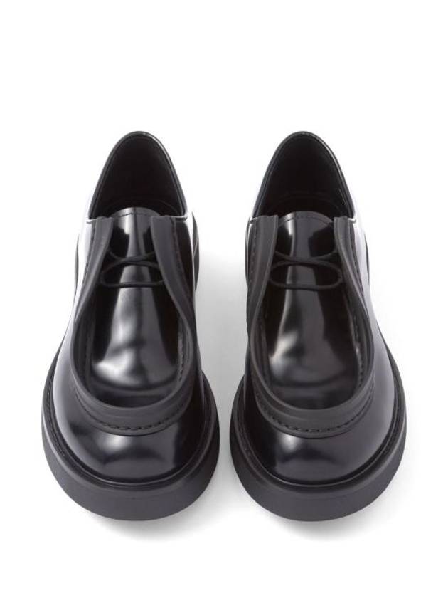 Diapason Opaque Brushed Leather Lace-Up Shoes Black - PRADA - BALAAN 3