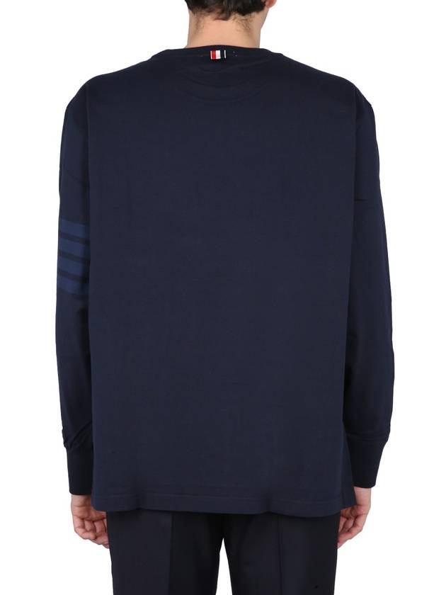 4 Bar Armband Tonal Long Sleeve T-Shirt Navy - THOM BROWNE - BALAAN 6