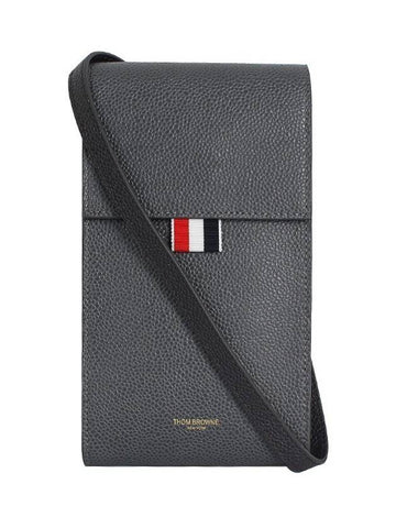 Three Stripe Tab Phone Holder Cross Bag Dark Grey - THOM BROWNE - BALAAN 1