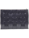 Bottega Veneta 649616 Deep Blue Intrecciato Cassette Large Flat Clutch - BOTTEGA VENETA - BALAAN 3