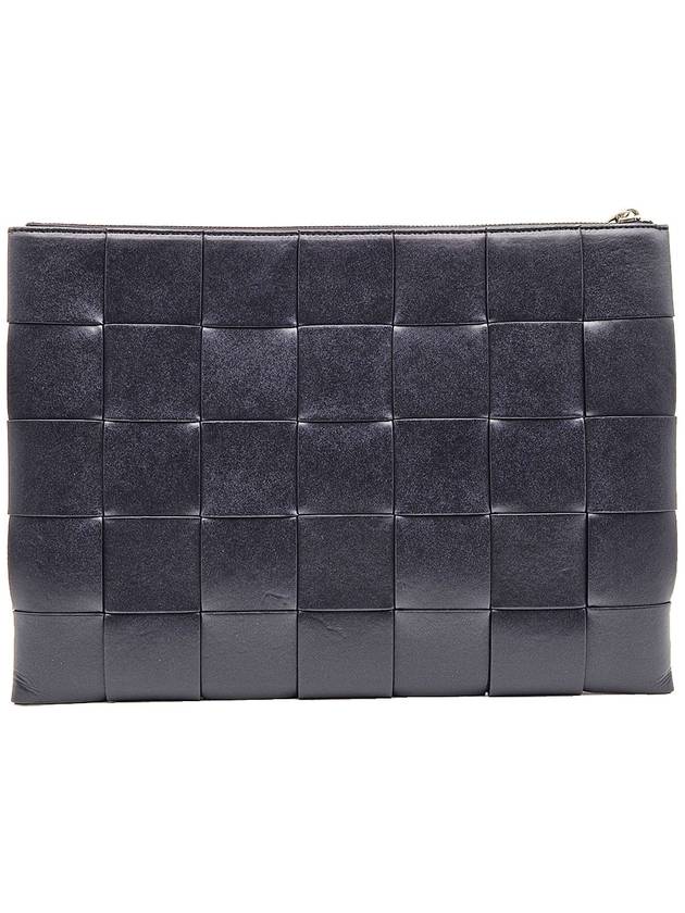 Bottega Veneta 649616 Deep Blue Intrecciato Cassette Large Flat Clutch - BOTTEGA VENETA - BALAAN 3