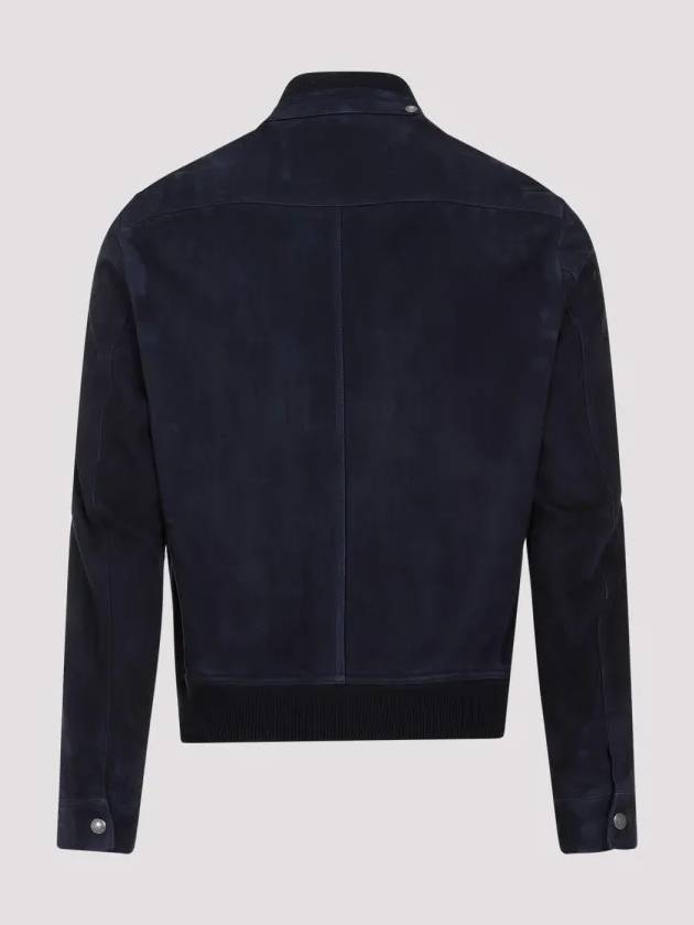 Leather Light Suede Bomber Jacket Navy - TOM FORD - BALAAN 3