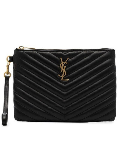 Matelasse Monogram Logo Strap Clutch Bag Black - SAINT LAURENT - BALAAN 2