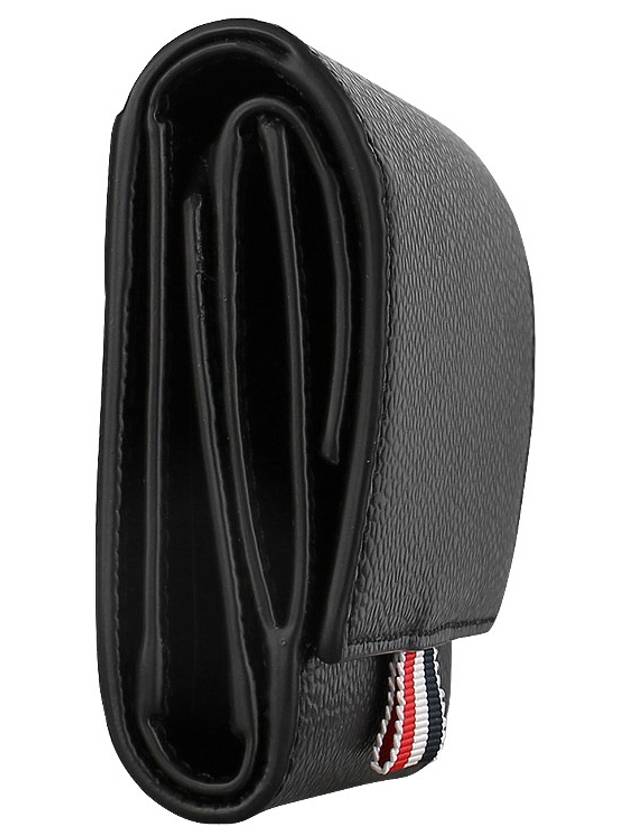 RWB Stripe Pebble Leather Tri-fold Half Wallet Black - THOM BROWNE - BALAAN 4