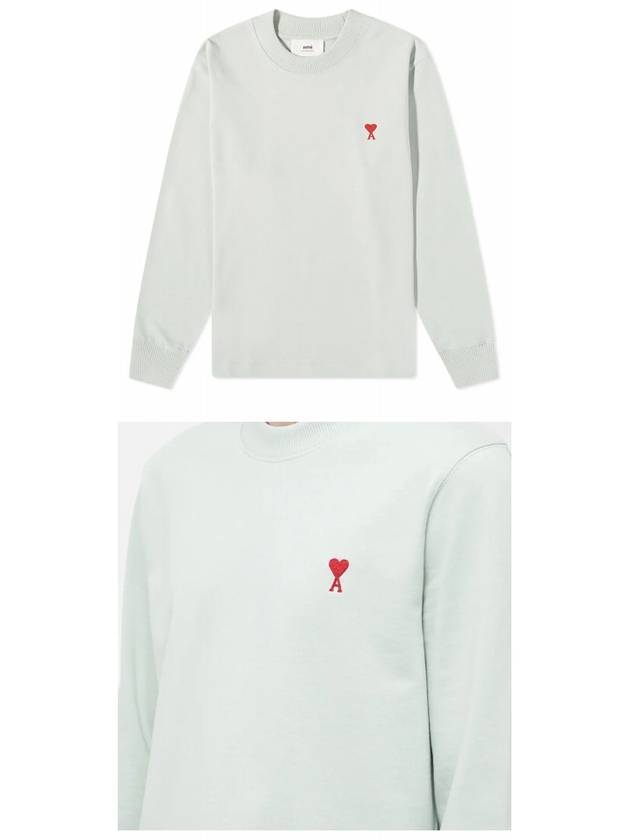 Small Heart Logo Long Sleeve T-Shirt Pale Green - AMI - BALAAN 5