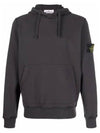 Wappen Patch Brushed Cotton Fleece Hoodie Charcoal - STONE ISLAND - BALAAN 2