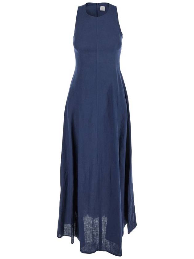 Blue Long Sleeveless Dress In Linen Woman - ELEVENTY MILANO - BALAAN 1