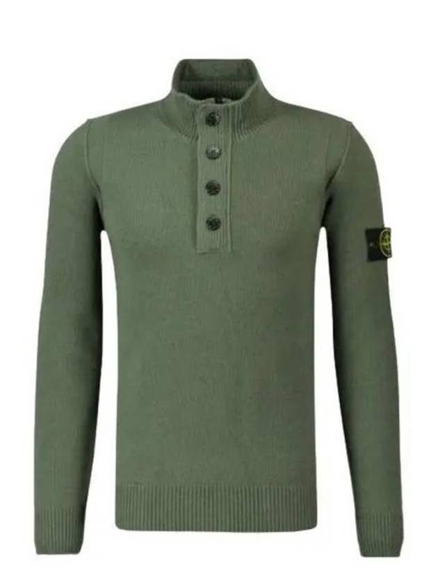 Wappen Patch Half Button Lambswool Knit Top Musk Green - STONE ISLAND - BALAAN 2