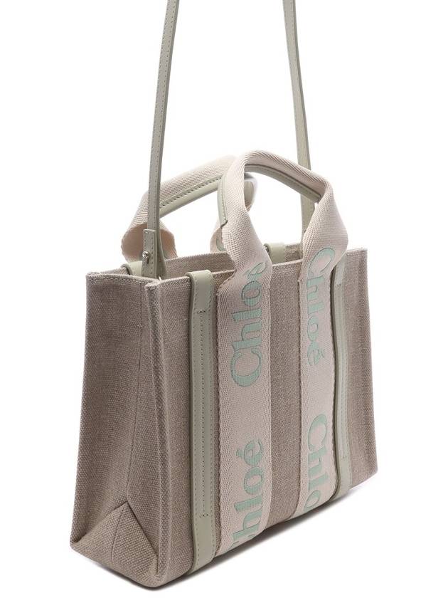 Woody Logo Small Tote Bag Green Beige - CHLOE - BALAAN 4