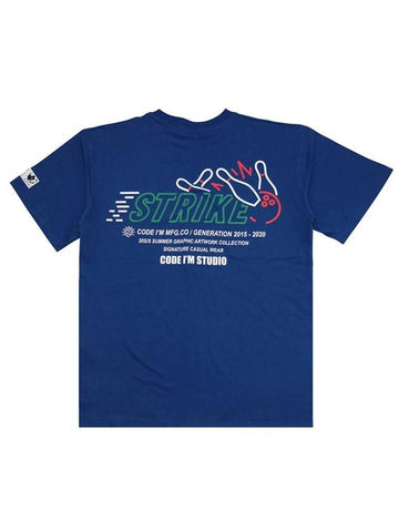 Bowling Strike Printing Overfit Short Sleeve Tee Blue - CODE I'M - BALAAN 1