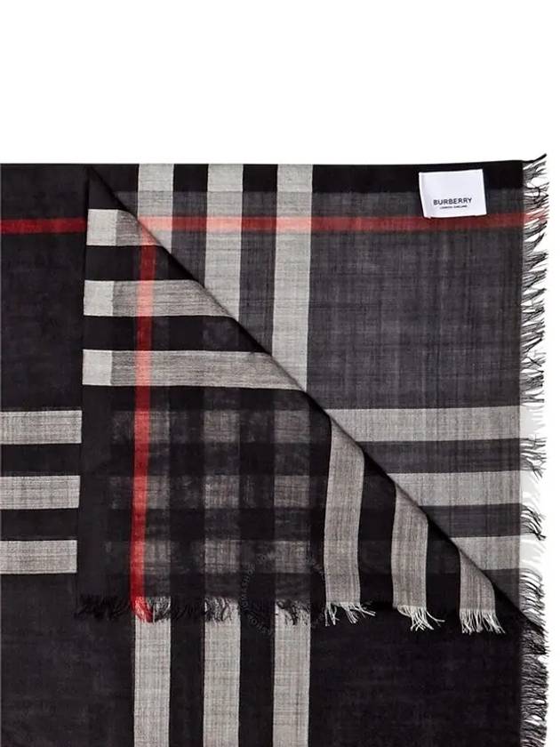 Light Check Wool Silk Scarf Navy - BURBERRY - BALAAN 6