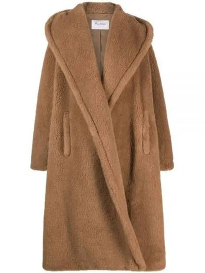 Teddy Bear Oversized Hooded Shearling Coat Camel - MAX MARA - BALAAN 2