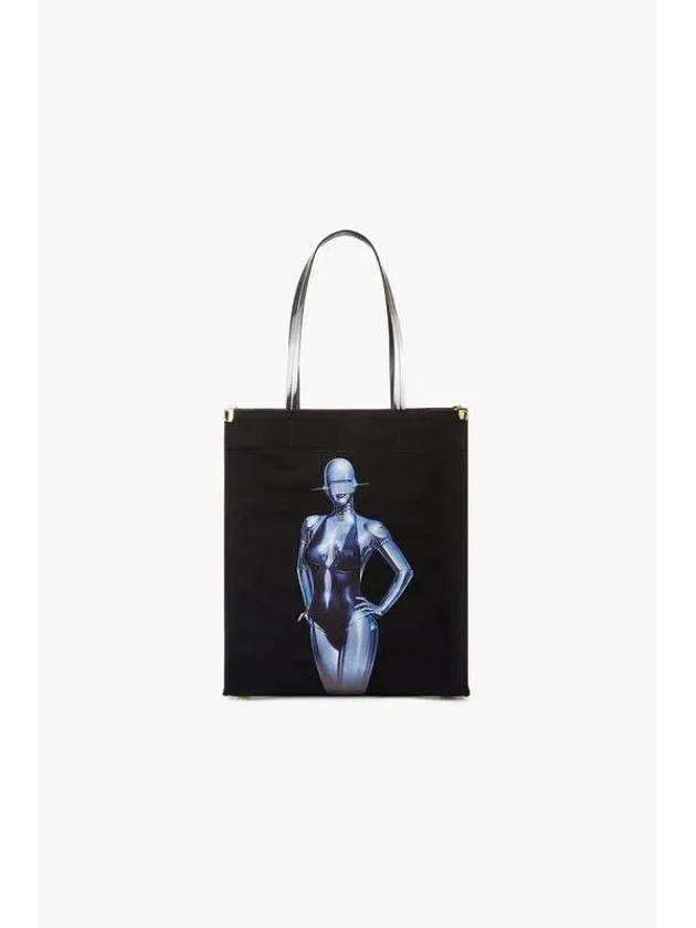 STELLA McCARTNEY Robot Graphic Canvas Tote Bag Black - STELLA MCCARTNEY - BALAAN 1