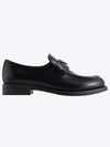 Triangle Logo Brush Leather Loafers Black - PRADA - BALAAN 2