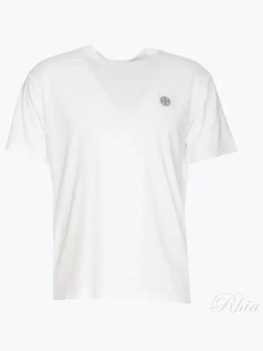 Organic Cotton Short Sleeve T-Shirt White - STONE ISLAND - BALAAN 2