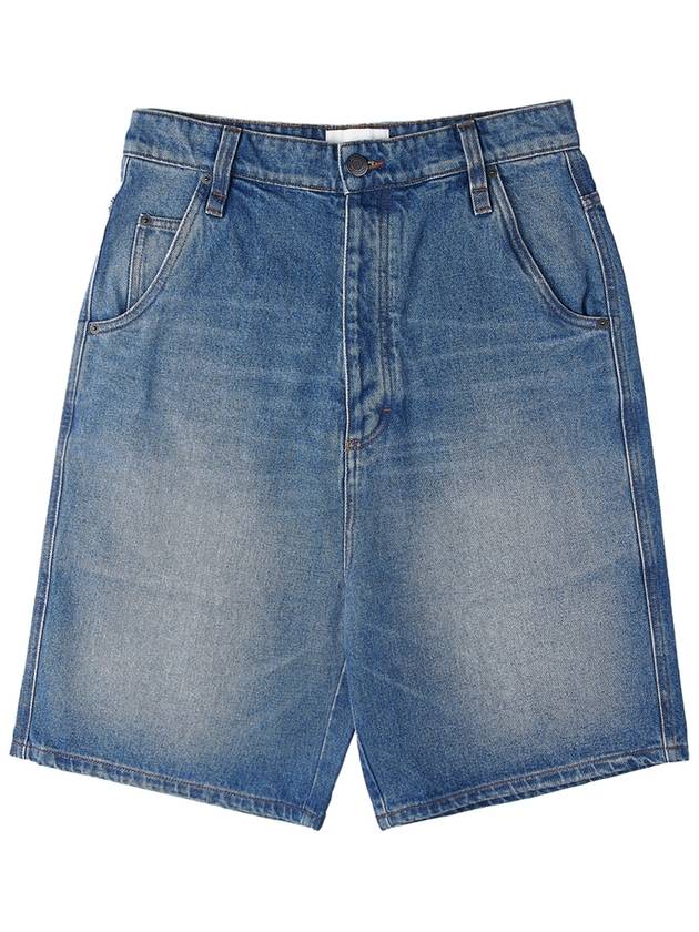 Alex Wide Denim Bermuda Shorts Blue - AMI - BALAAN.