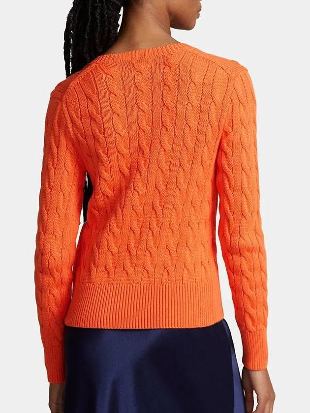 Women's Embroidered Logo Pony Cable Cardigan Orange - POLO RALPH LAUREN - BALAAN 3