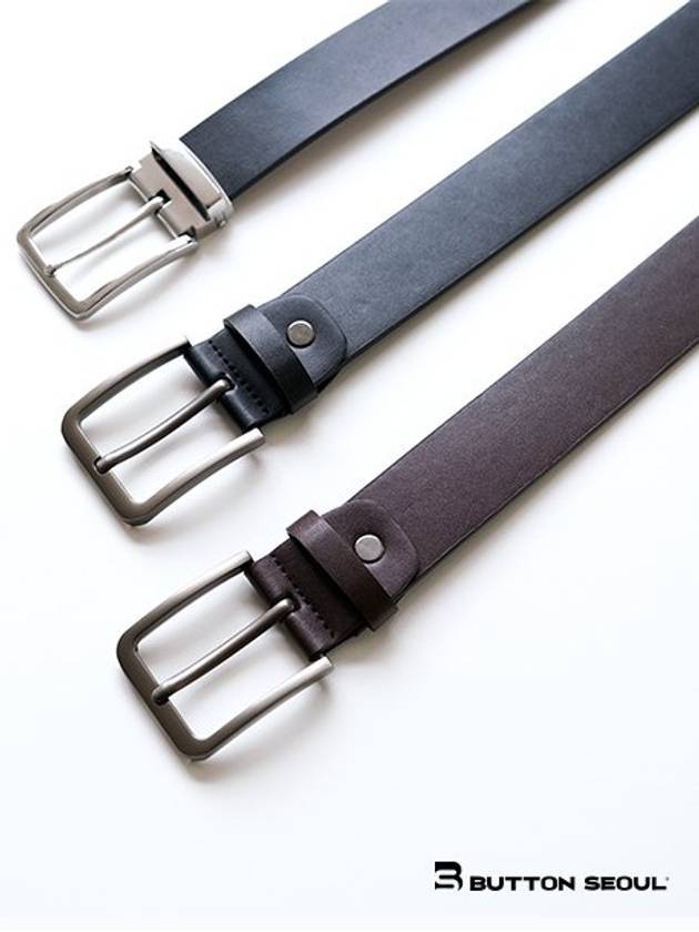 Minimal Square Steel Leather Belt Steel Black - BUTTON SEOUL - BALAAN 1