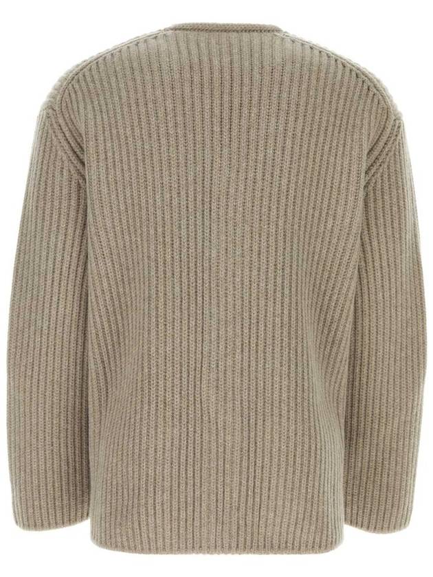 V-Neck Ribbed Cardigan Beige - BOTTEGA VENETA - BALAAN 3