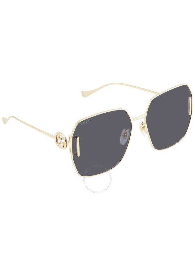 Eyewear Shiny Gold Frame Sunglasses Gray - GUCCI - BALAAN 4