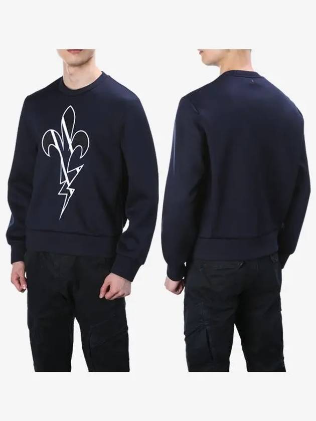 Men's Thunder Embroidery Black Sweatshirt BJS214E E557C 391 - NEIL BARRETT - BALAAN 4