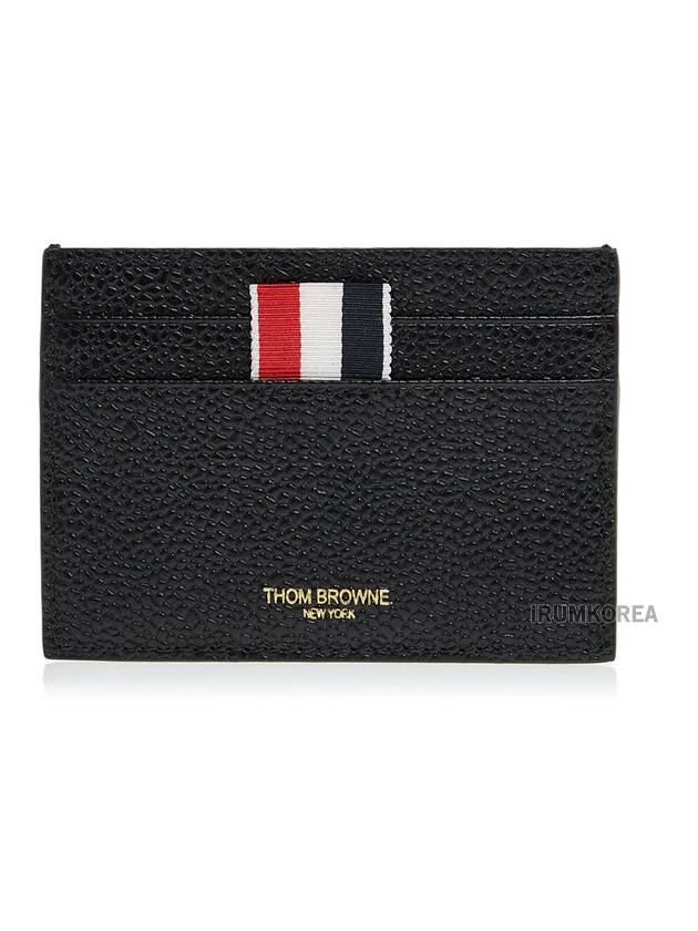 Stripe Note Compartment Pebble Grain Leather Card Wallet Black - THOM BROWNE - BALAAN 2