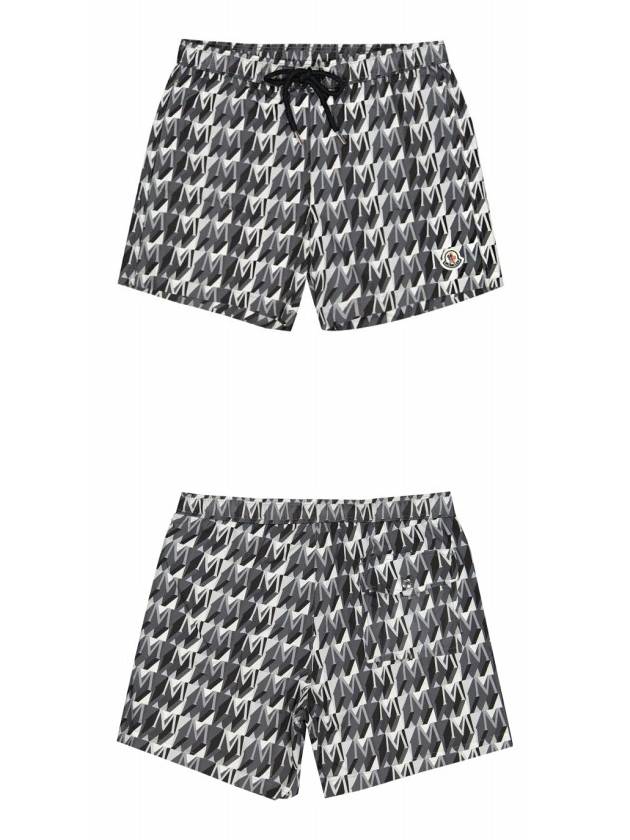 Monogram Print Swim Shorts Black White - MONCLER - BALAAN 5