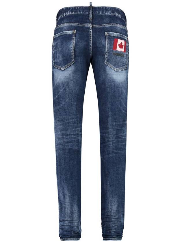 Back Logo Patch Cotton Skinny Jeans Navy - DSQUARED2 - BALAAN 3