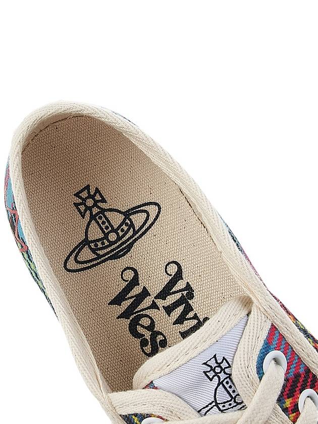 Tartan Logo Print Low Top Sneakers - VIVIENNE WESTWOOD - BALAAN 8