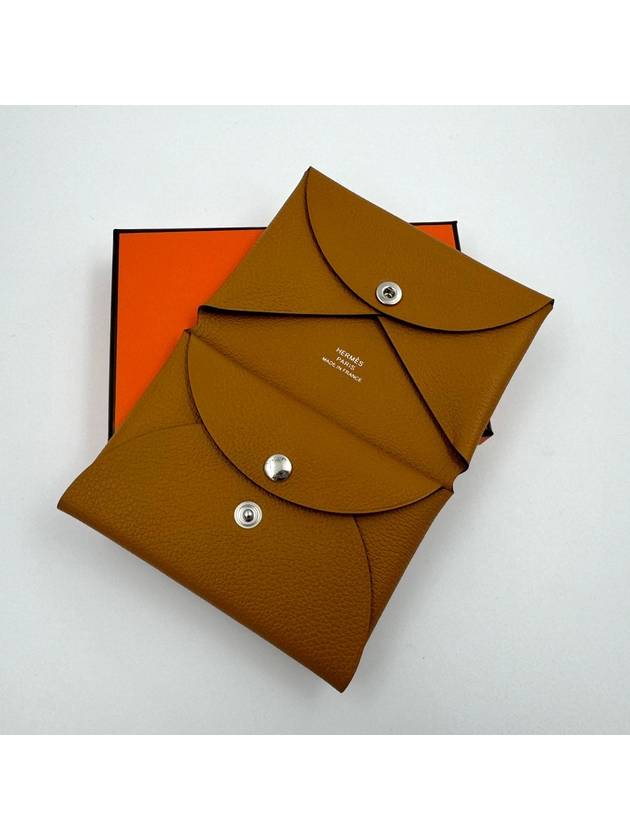 Calvi Duo Snap Card Wallet Caramel H085238 - HERMES - BALAAN 1