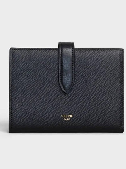 Medium Strap Grain Calfskin Medium Wallet Black - CELINE - BALAAN 2