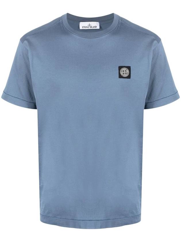 Logo Patch Short Sleeves T-Shirt Avio Blue - STONE ISLAND - BALAAN 2