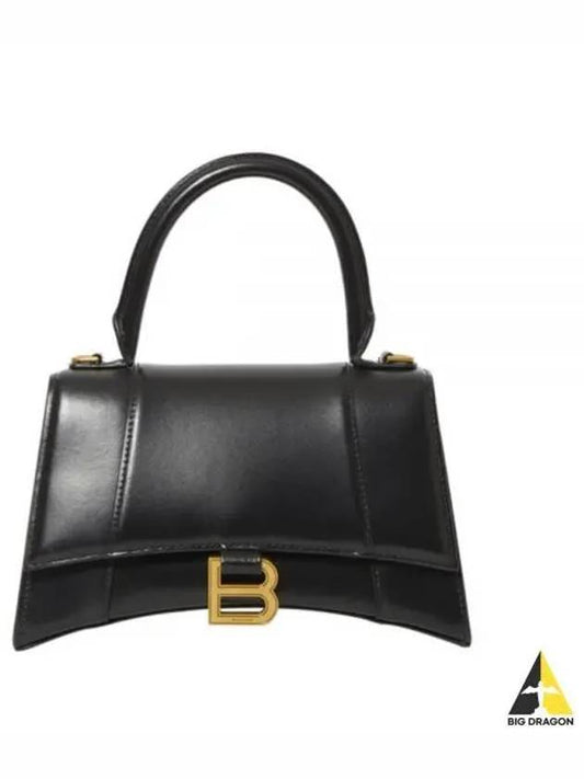 Hourglass Small Tote Bag in Shiny Box Calfskin Black - BALENCIAGA - BALAAN 2