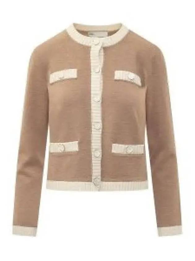 cardigan 162763 265 CAMEL HEATHER FRENCH CREAM - TORY BURCH - BALAAN 2