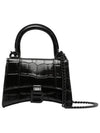 Hourglass Chain Crocodile Embossed Calfskin Shoulder Bag Black - BALENCIAGA - BALAAN 2